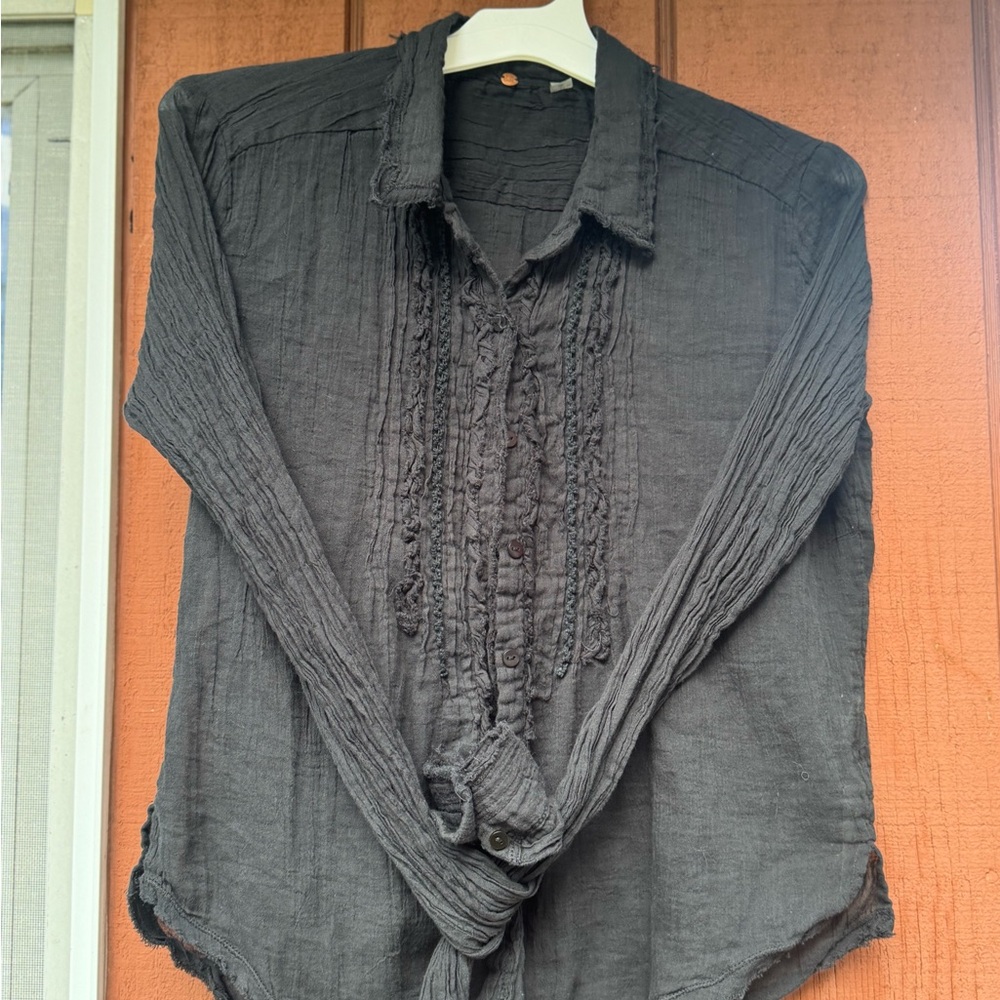 Free People One Light Distressed Button Down - Picture 10 of 14